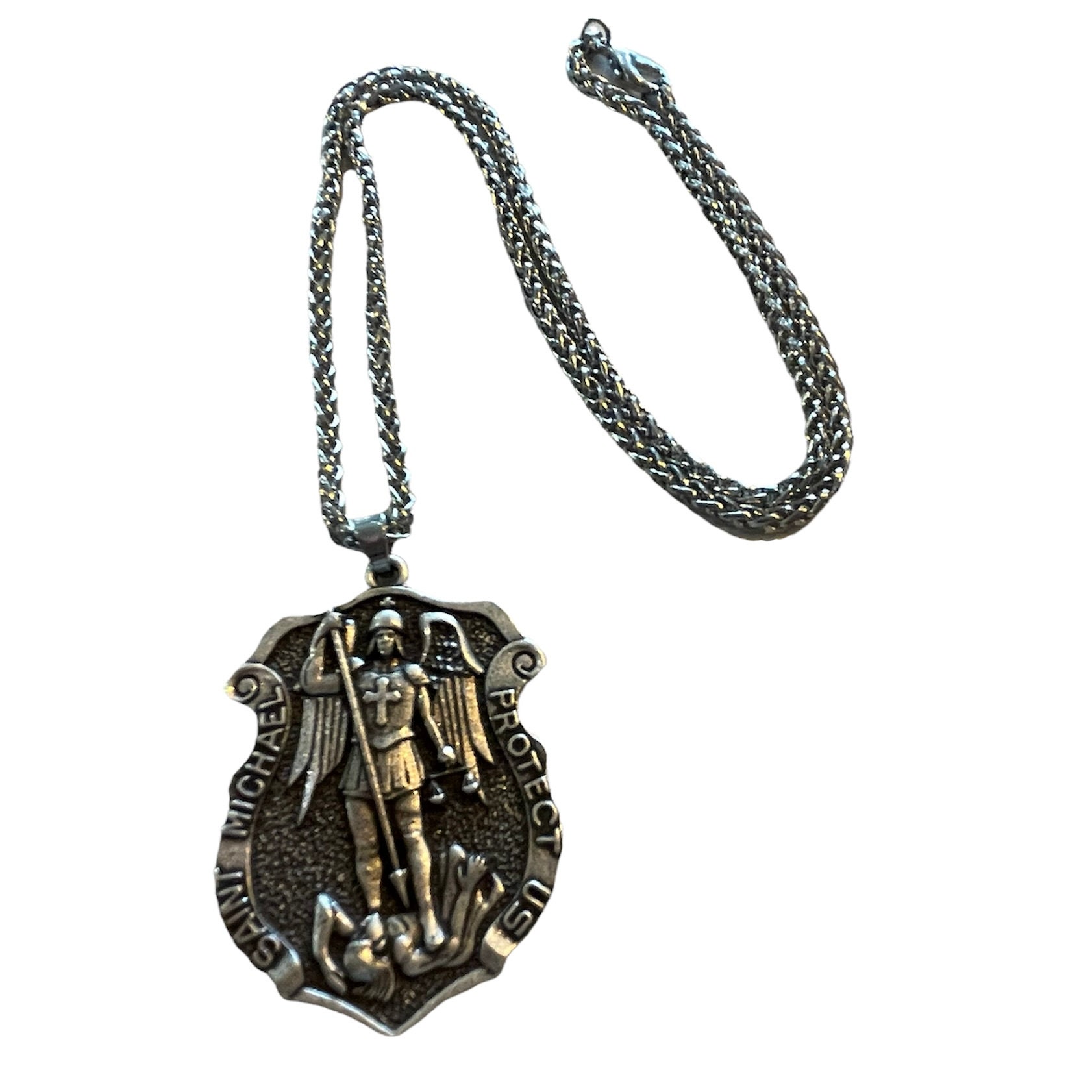 Saint Michael Archangel Pendant Necklace With Silver or Black Etsy UK