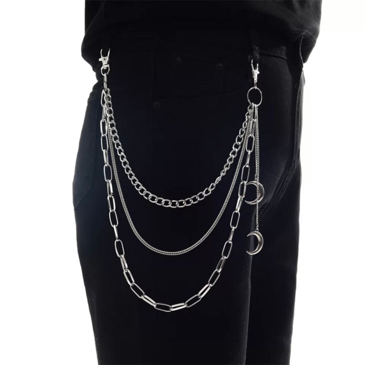 Chunky Pant Chains, Black Acrylic Side Waist Chains for Wallet