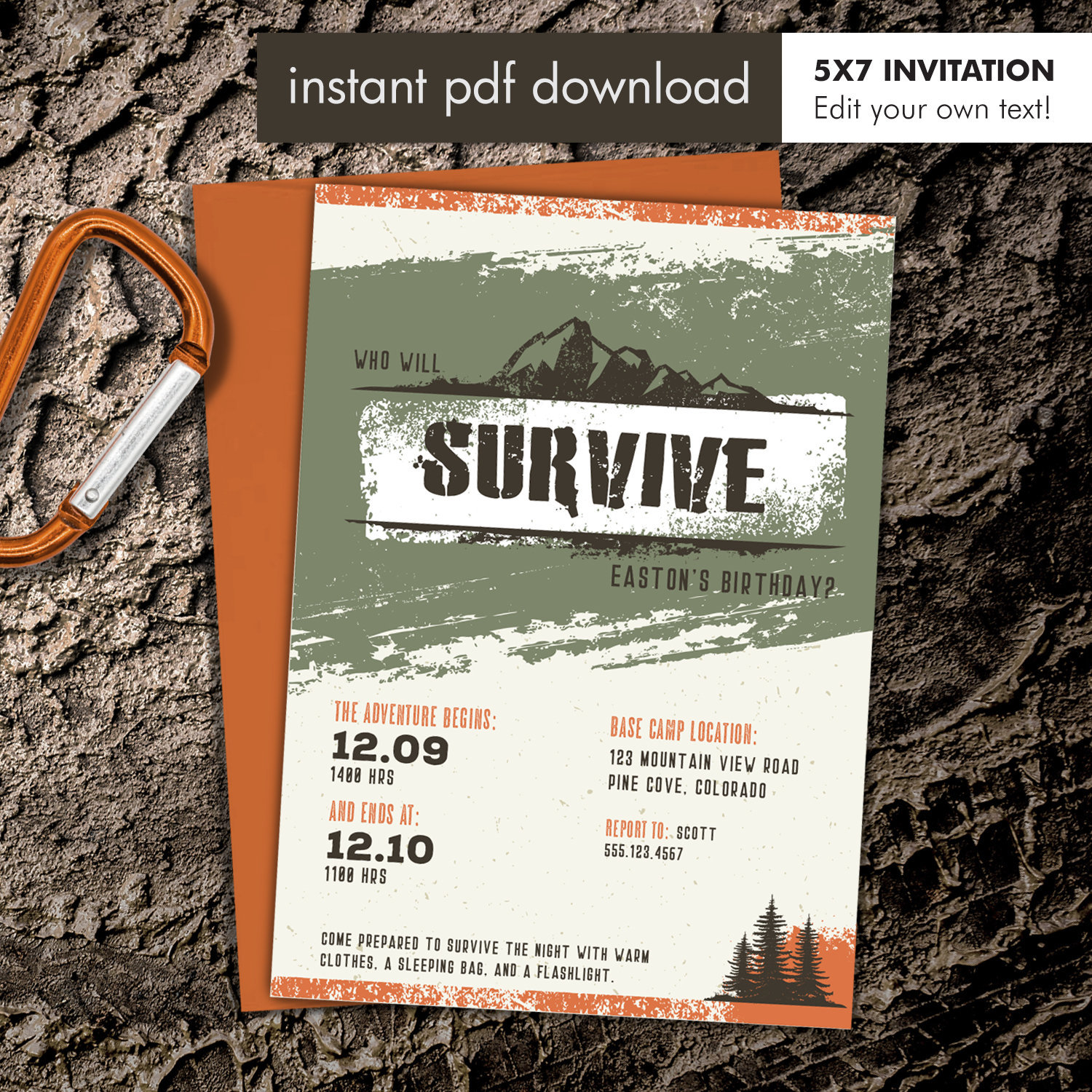 Camping Teen Invitation Printable