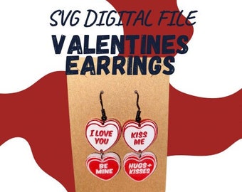 Valentines Earrings Digital SVG File