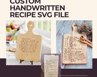 May include: Two wooden chopping boards with handwritten recipes engraved on them. The recipes are for "Strawberry Cake" and "Persimmon Cake".