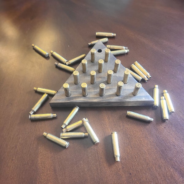 Triangle peg game/bullet game/board game/puzzle/hand crafted/veteran