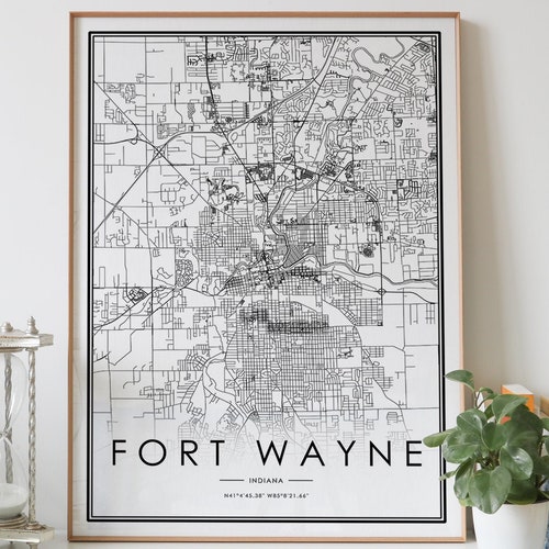 Downtown Fort Wayne Illustrated Map Art Print - Etsy
