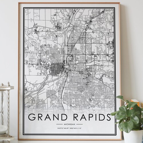 GRAND RAPIDS Michigan MI Usa City Map Print Personalized Etsy
