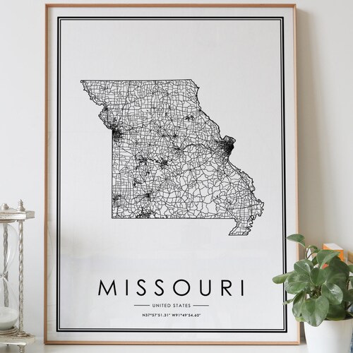 Missouri State United States Map Print Poster Canvas - Etsy