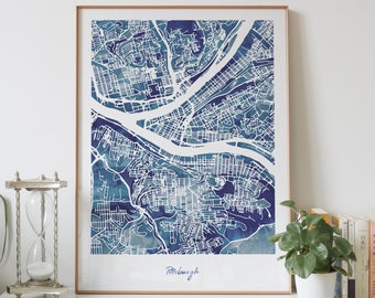 Graduation Gift Idea Pittsburgh Pennsylvania State Gicl\u00e9e Map Art Print Dorm Decor 8x10