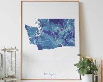 Washington State Watercolor - Etsy