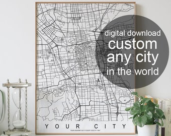Custom Map Print Set of 4,Personalized Map Print,City Map Art,DIGITAL DOWNLOAD