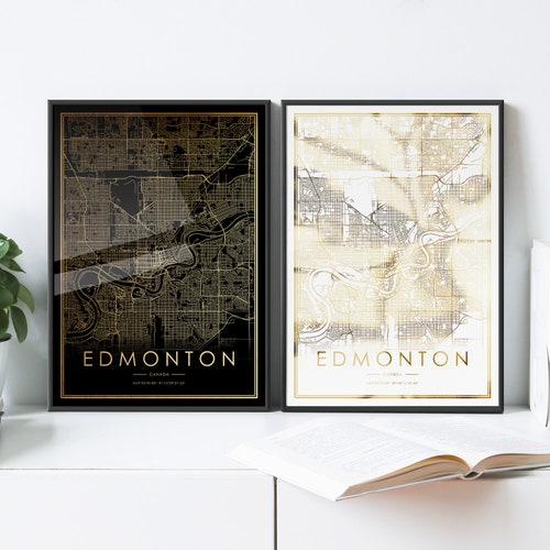 Edmonton Vintage Map Print Edmonton Map Alberta Map Art Etsy Canada