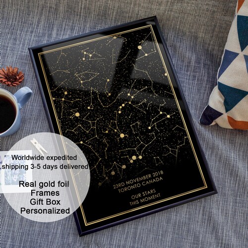 Star Map With Your Custom Quote Night Sky Poster Custom Star - Etsy