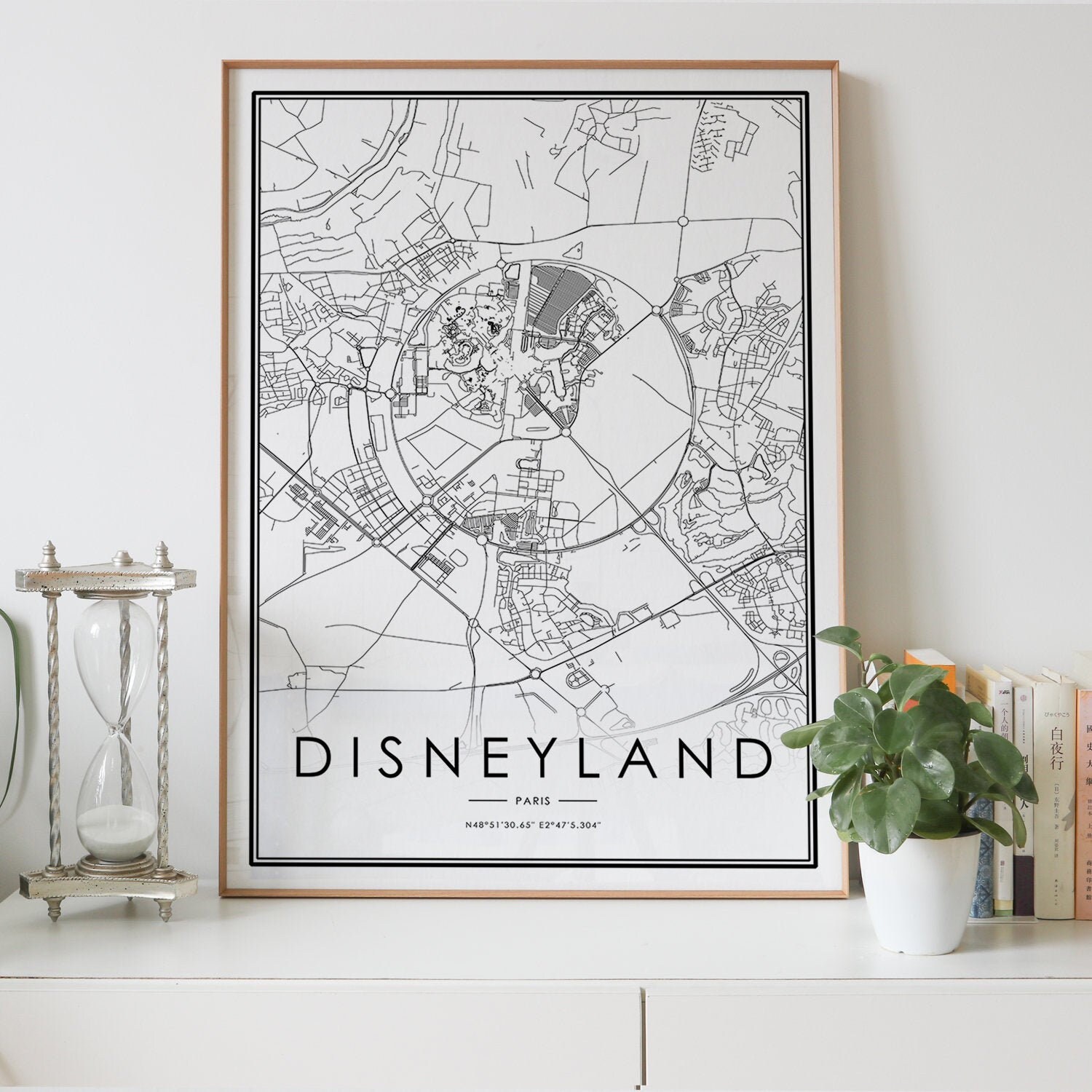 Disneyland Paris France City Map Print Personalized Black And Etsy