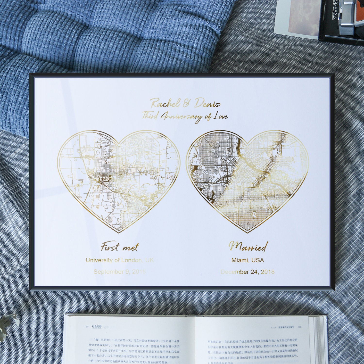 Unique Wedding Gift for Couple real gold foil wedding gift | Etsy