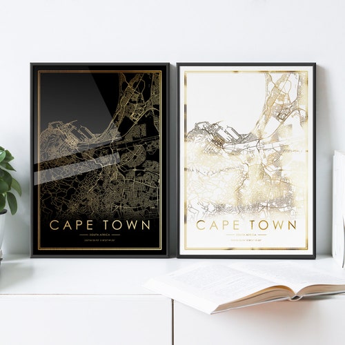 Cape Town City Map Art Print / South Africa Wall Art Line Etsy