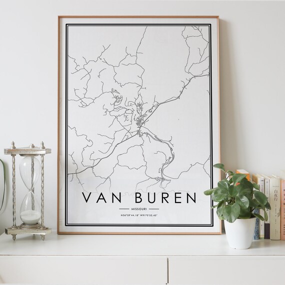 Van Buren Mo Map Van Buren Missouri Mo Usa City Map Print Personalized Black | Etsy