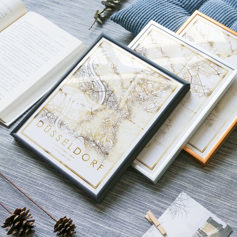 Real gold foil print of United kingdom wall art decor framed poster personalized artwork map gifts for friends BIRMINGHAM city map print