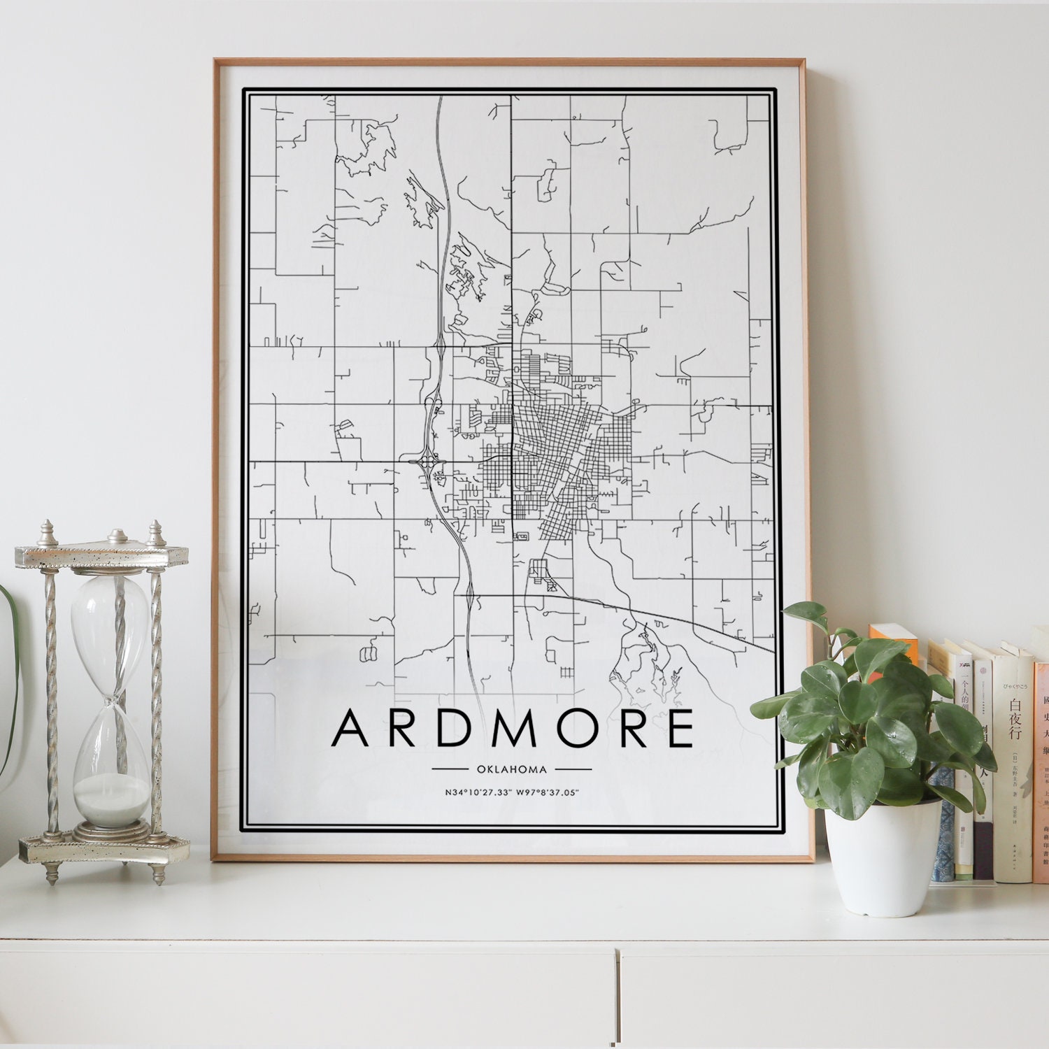 Map Of Ardmore Oklahoma Ardmore Oklahoma Ok Usa City Map Print Personalized Black And | Etsy Uk