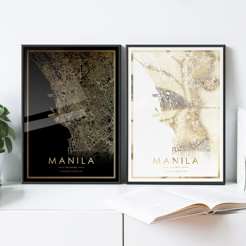 Philippines Map Art Poster Black and White Wall Art Print of Etsy