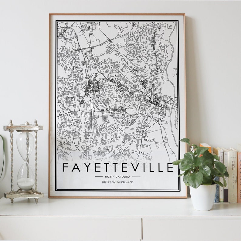 FAYETTEVILLE North Carolina NC USA City Map Print Etsy