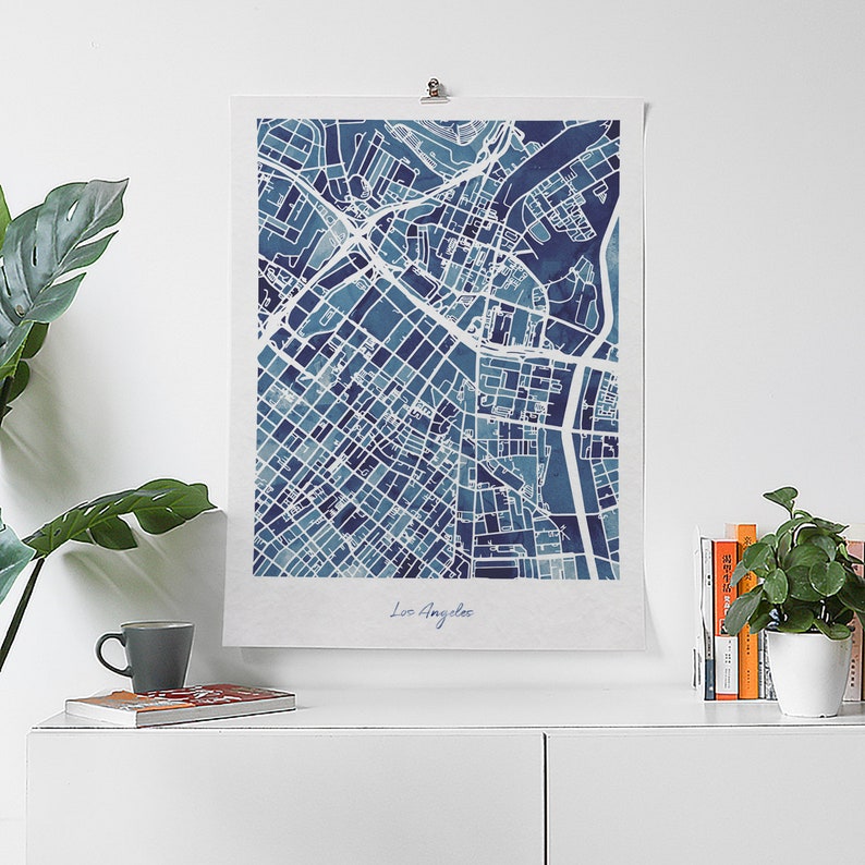 Personalized map gifts watercolor blue painting print of south Europe map wall art decor framed poster Italy country Road map print