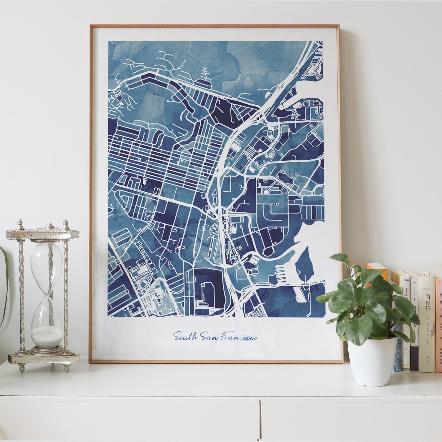 South San Francisco city map print watercolor painting print | Etsy