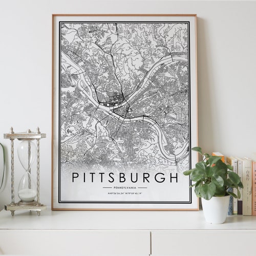 Pittsburgh Typography Map Art Pittsburgh PA Wall Art Print Etsy