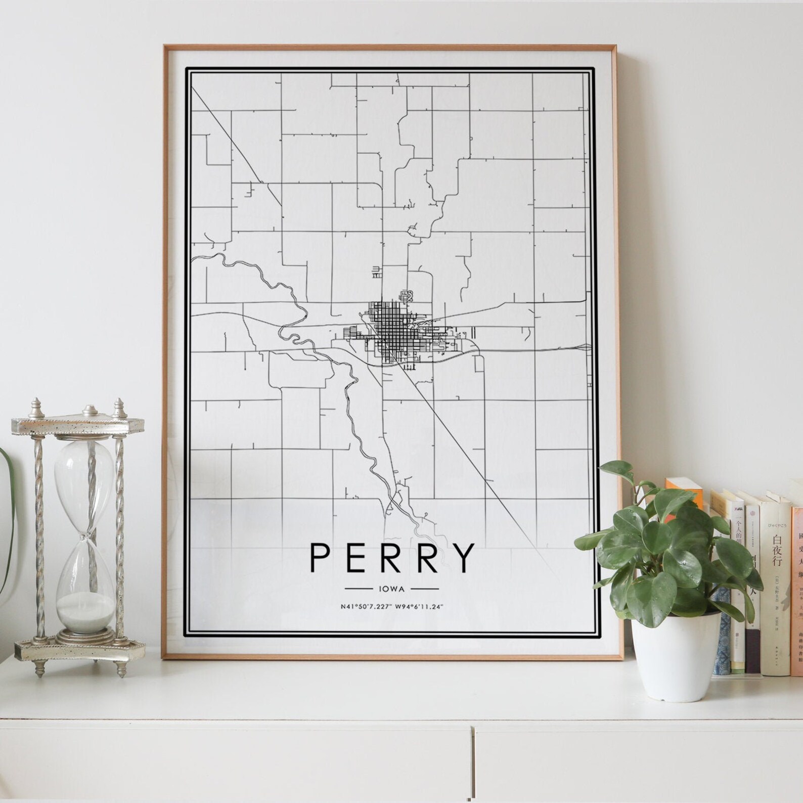 Perry Iowa IA USA City Map Print Personalized Black and Etsy UK