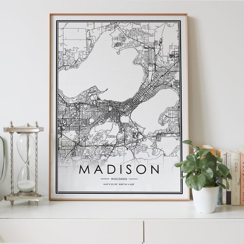 Madison Wisconsin WI Blueprint Map Poster Art Print Several Etsy