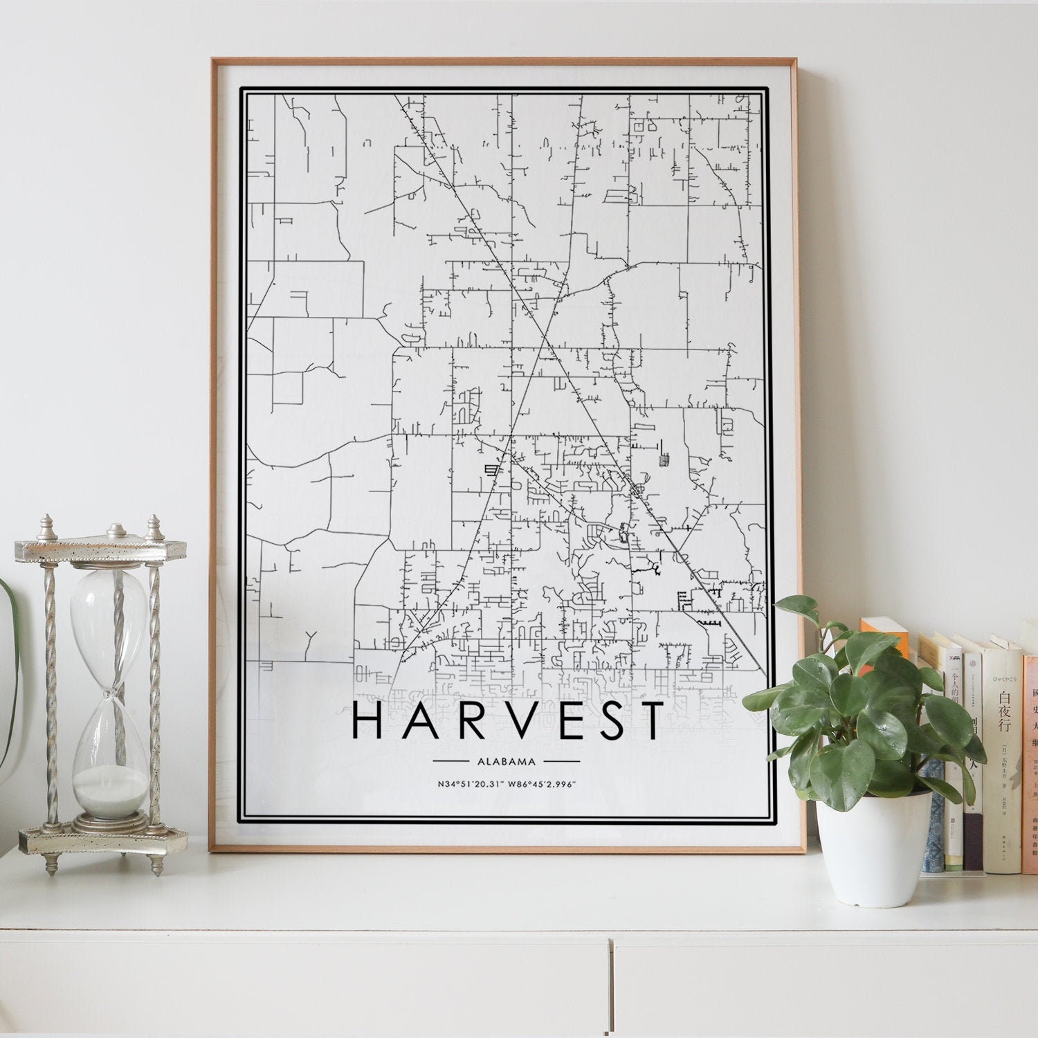 Harvest Alabama AL USA city map print Personalized black and Etsy