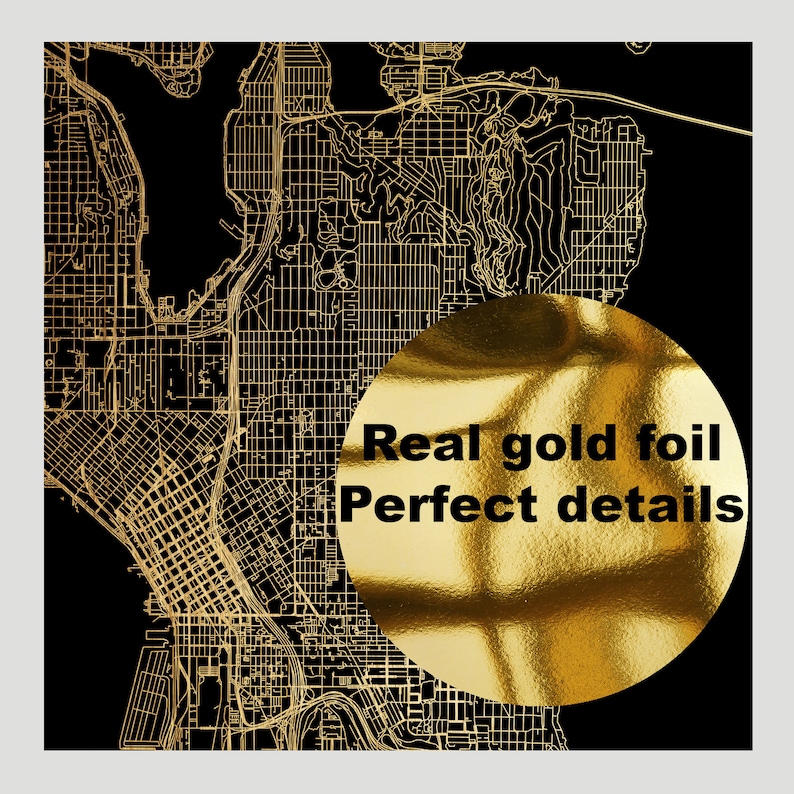 ITHACA city map print Real gold foil print of New York NY USA wall art decor framed poster personalized artwork map gifts for anniversary