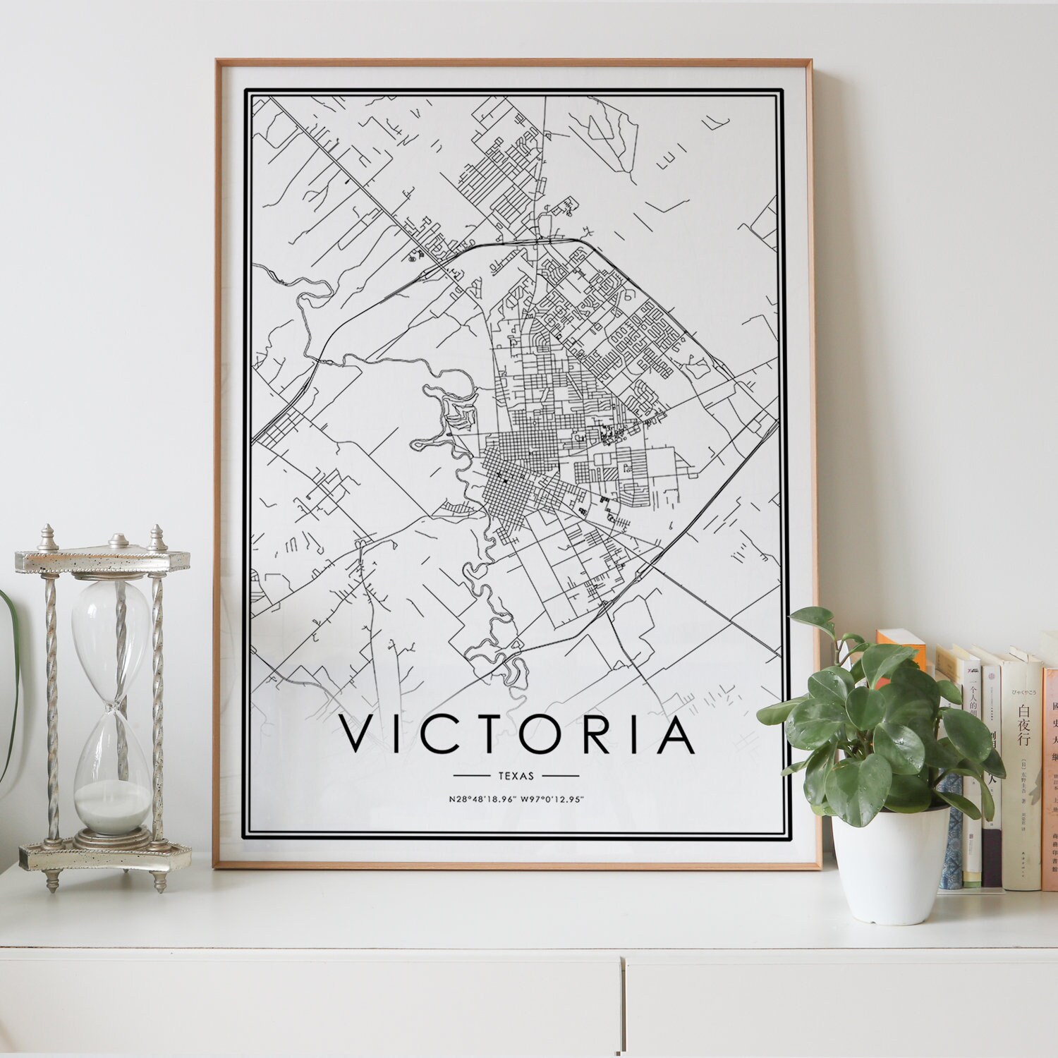 VICTORIA Texas TX USA city map print Personalized black and | Etsy