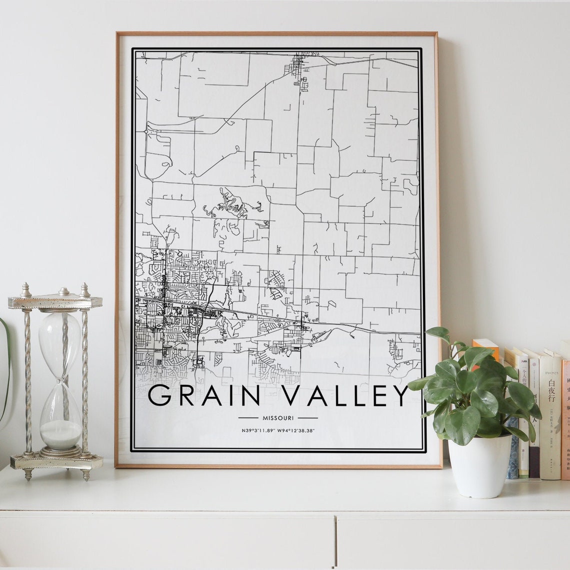 Grain Valley Missouri MO USA city map print Personalized Etsy