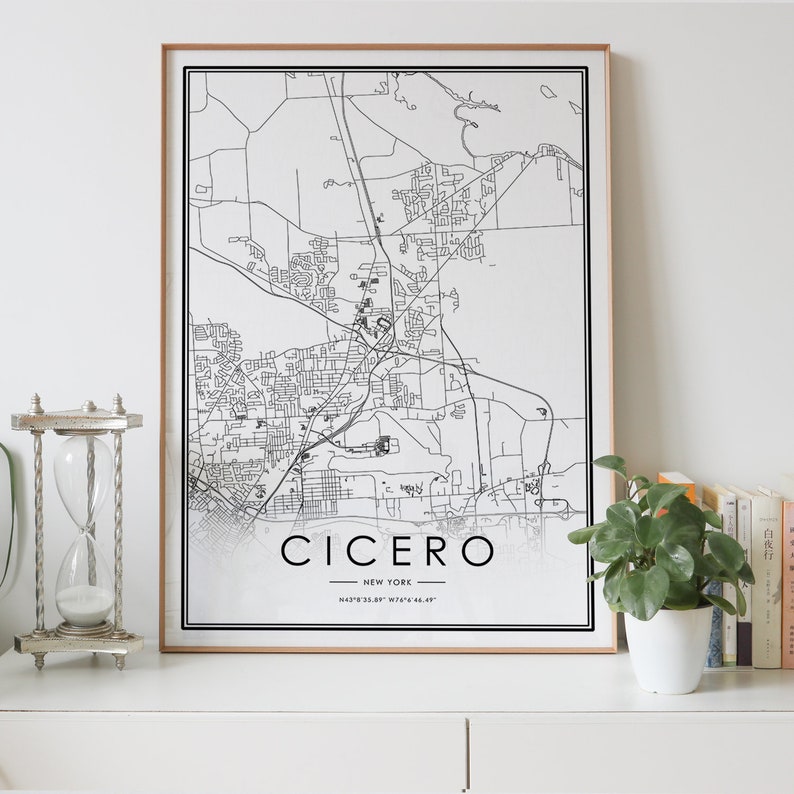 Cicero New York NY USA city map print Personalized black and Etsy