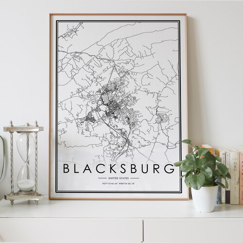 Blacksburg VA Map Print Virginia USA Map Art Poster Virginia - Etsy