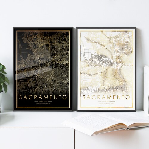 Sacramento City Map Sacramento Map Print Map Art Etsy