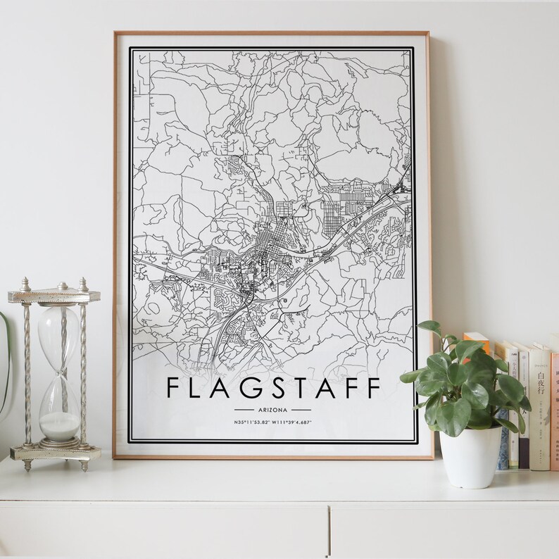 FLAGSTAFF Arizona AZ USA City Map Print Personalized Black Etsy