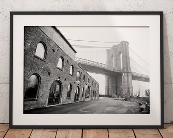 Brooklyn Bridge, Brooklyn Bridge BW, DUMBO, Brooklyn, New York City, Wall Art, Travel Photo, Home Decor, Travel Art, Urban, Architecture