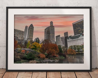Central Park Print, New York Print, New York City Print, New York Photo, Fall Foliage, Autumn, Gapstow Bridge, Wall Décor, Wall Art