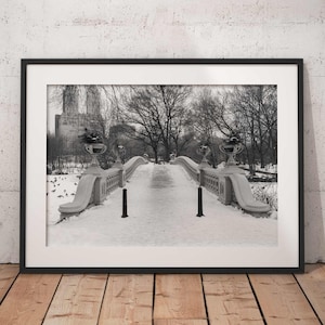Central Park Print, Central Park Winter, New York Print, New York City Print, New York Photo, Bow Bridge, Wall Décor, Wall Art, Romantic