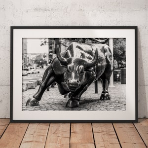 Wall Street Print, Charging Bull Print, New York Print, Finance Print, New York City, Animal Print, Statue Print, NYC, New York