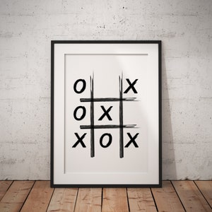 Tic Tac Toe Print, XOXO Print, Illustration, Wall Décor, Crisscross Art, XOXO, Minimalist, Home Décor, Game, Board Game
