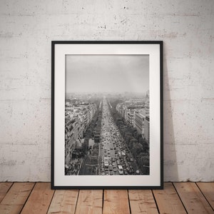 Paris print, Champs-Élysées print, France print, Champs-Elysees, Boulevard, Black and White, Classic, Chic, Romantic