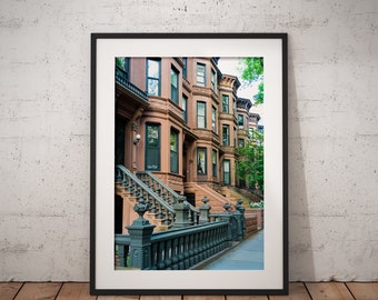 Brooklyn print, Brownstone print, New York, New York City, Brooklyn, Wall Decor, Row Houses Print, Urban Print