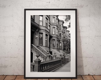 Brooklyn Print, Brownstone Print, New York, New York City, Brooklyn, Wall Decor, Stampa Case a schiera, Urban Print, Architettura, Park Slope