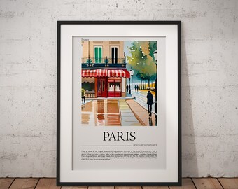 Paris Art, French Art, France, Paris, Paris Wall Décor, Watercolor, Paris Watercolor Art, Bistro, French Café Wall Art, Art