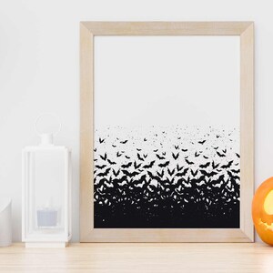 Halloween Decor, Halloween Print, Bat Print, Flying Bats Print, October Print, October 31st Print, Halloween Wall Art, Printable Decor