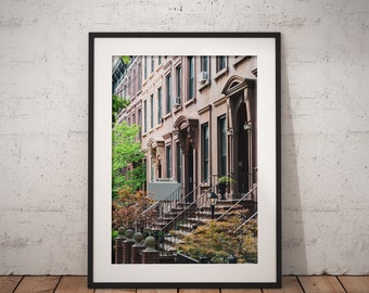 Brooklyn Print, Brownstone Print, Park Slope, New York, New York City, Brooklyn, Wall Decor, Row Houses Print, Urban Print, Architecture