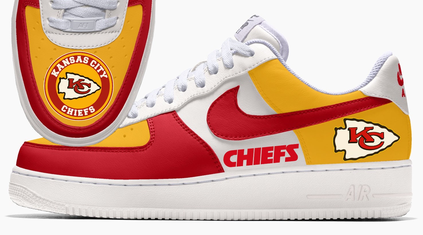 Custom Kansas City Chiefs Nike Air Force 1 AF1 Sneakers Etsy
