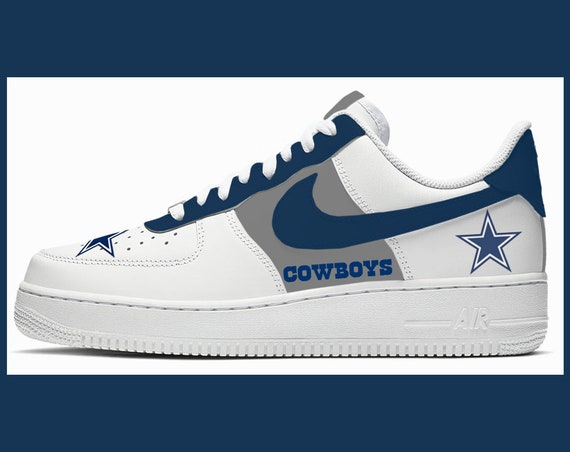 Dallas Cowboys White & Gray Navy Blue Custom Nike Air Force 1 | Etsy