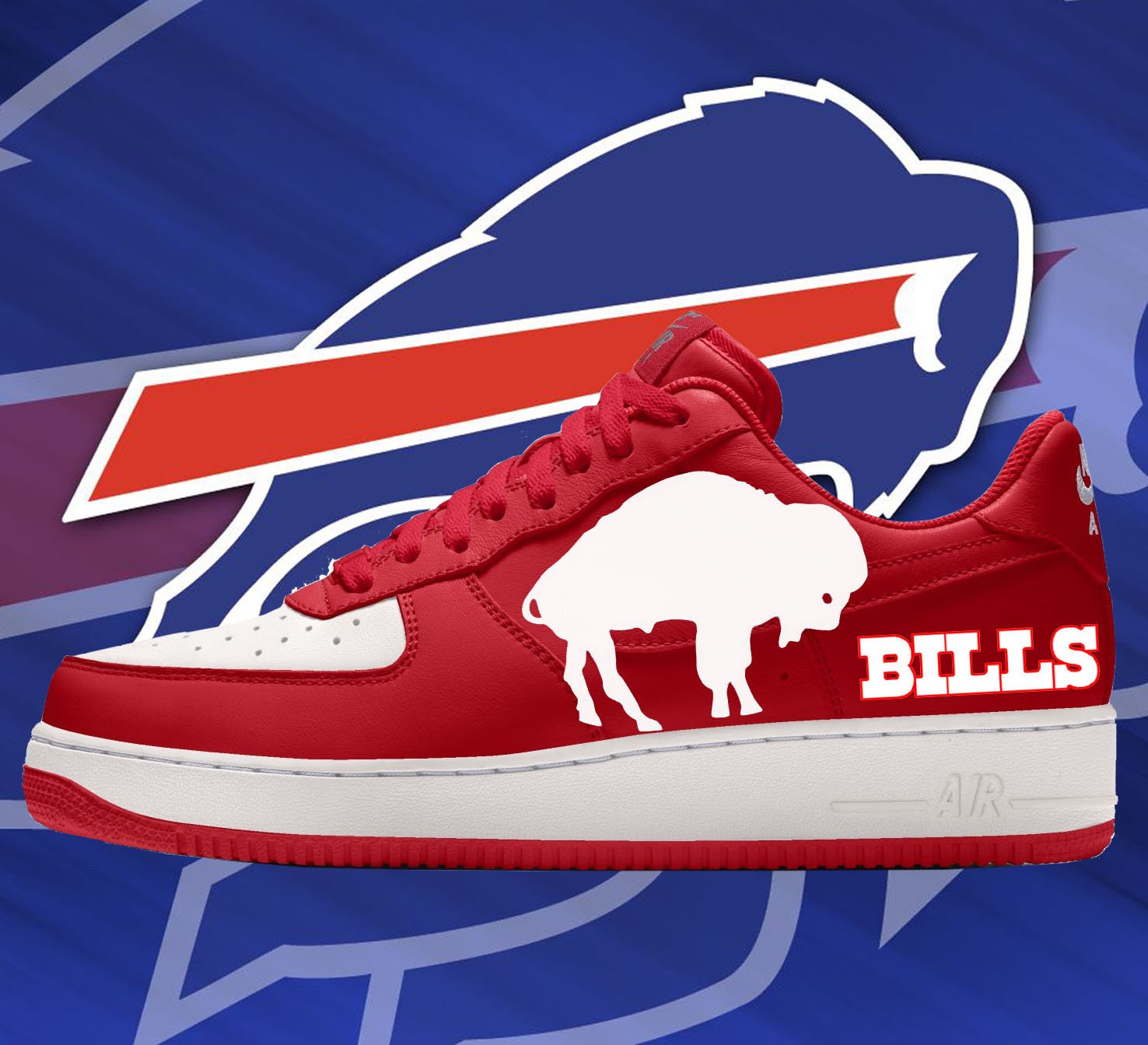 Buffalo Bills Custom Nike Air Force 1 Baskets Buffalo Bills Custom Nike Air Force 1 Baskets