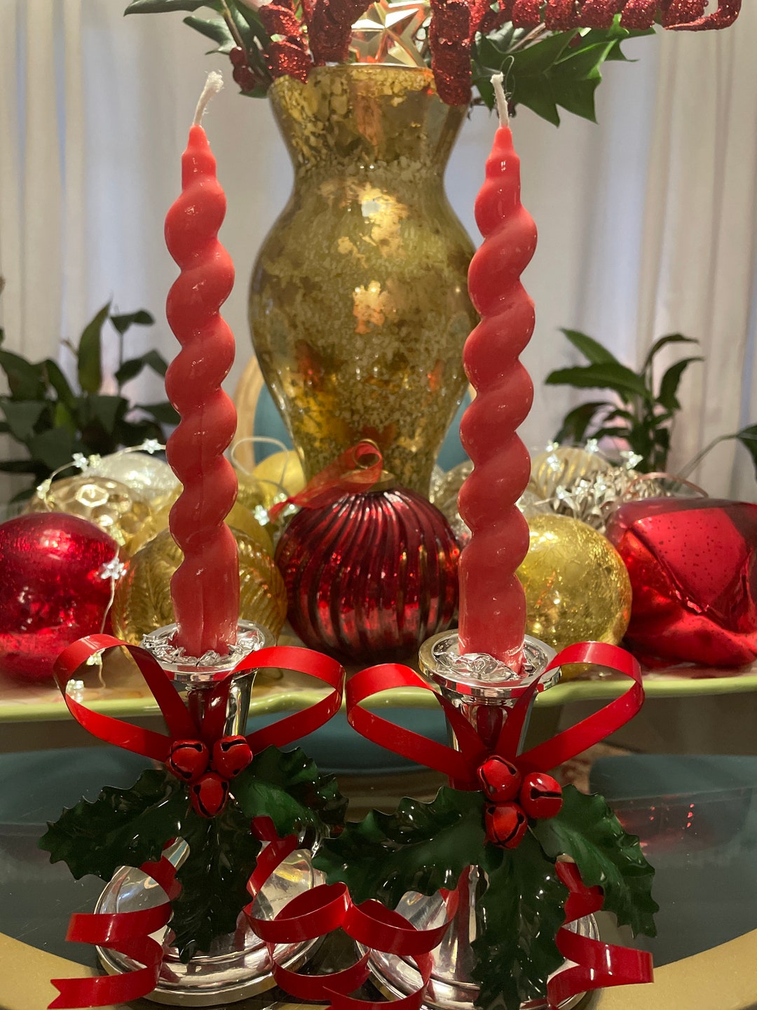 Spiral Candles Christmas Candles Christmas Red Candles Etsy